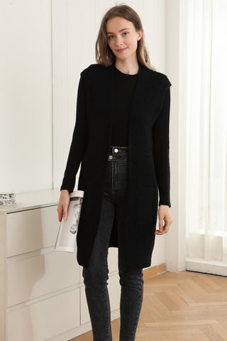 Solid Color Luxury Soft Open Vest W/ Pockets