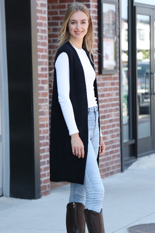 Solid Color Luxury Soft Open Vest W/ Pockets