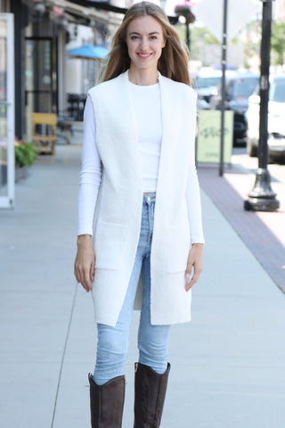 Solid Color Luxury Soft Open Vest W/ Pockets