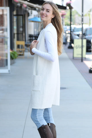 Solid Color Luxury Soft Open Vest W/ Pockets