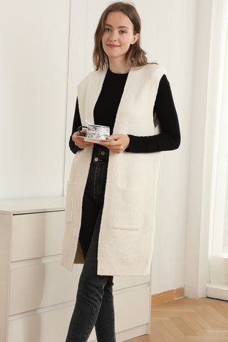 Solid Color Luxury Soft Open Vest W/ Pockets