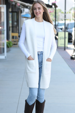 Solid Color Luxury Soft Open Vest W/ Pockets