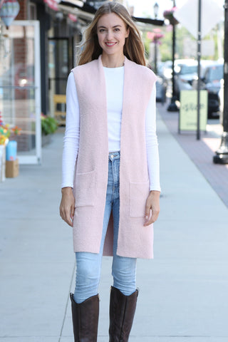 Solid Color Luxury Soft Open Vest W/ Pockets