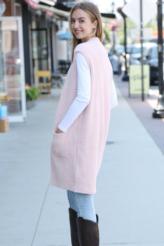 Solid Color Luxury Soft Open Vest W/ Pockets