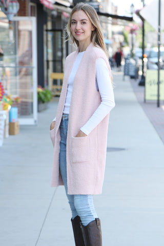 Solid Color Luxury Soft Open Vest W/ Pockets