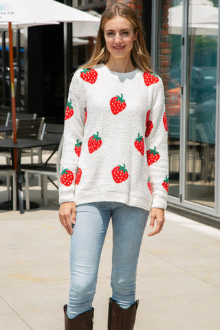 Strawberry Pattern Luxury Soft Crew Neck Sweater