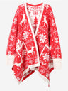 Christmas Themed Pattern Luxury Soft Wearable Blanket Ruana W/ Front Pockets