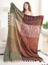 Paisley Pattern Luxury Soft Throw Blanket w/ Fringe