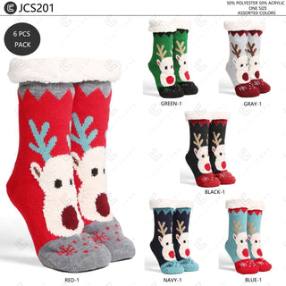 COMFYLUXE Refined Comfort Non-Slip Sherpa Socks - 6Pc Set