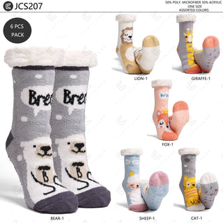 COMFYLUXE Premium Cozy Non-Slip Sherpa Socks - 6Pc Set