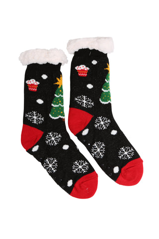 Christmas Themed Pattern Luxury Soft Non-Slip Sherpa Socks