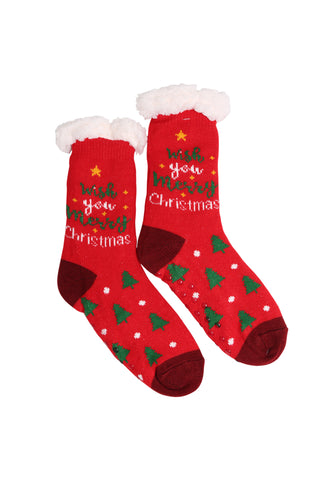 Christmas Themed Pattern Luxury Soft Non-Slip Sherpa Socks