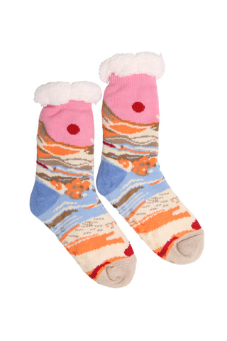 Scenic Landscape Pattern Luxury Soft Non-Slip Sherpa Socks