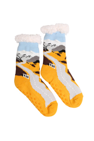 Scenic Landscape Pattern Luxury Soft Non-Slip Sherpa Socks