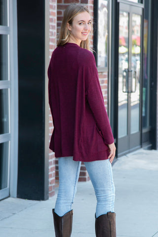 Solid Color Ribbed Cardigan W/ Pockets