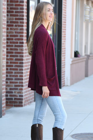 Solid Color Ribbed Cardigan W/ Pockets