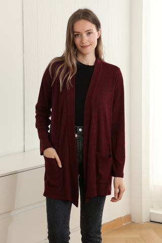 Solid Color Ribbed Cardigan W/ Pockets