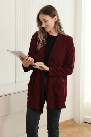 Solid Color Ribbed Cardigan W/ Pockets