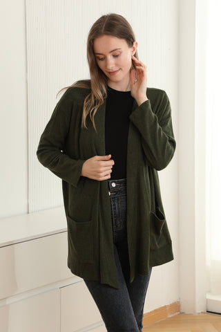Solid Color Ribbed Cardigan W/ Pockets