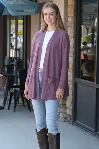 Solid Color Ribbed Cardigan W/ Pockets
