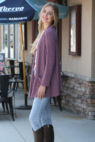 Solid Color Ribbed Cardigan W/ Pockets