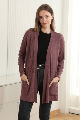 Solid Color Ribbed Cardigan W/ Pockets