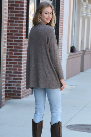 Solid Color Ribbed Cardigan W/ Pockets