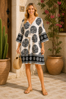 Boho Pattern Dress W/ Tasseled String