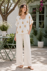 Linen Boho Pattern Embroidered Shirt