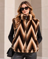 Chevron Pattern Faux Fur Vest