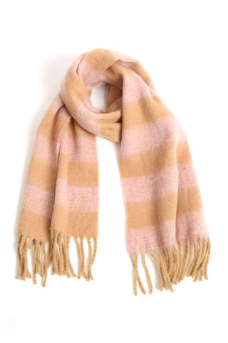 Checkered Pattern Oblong Scarf W/ Fringe