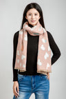 Heart Pattern Oblong Scarf W/ Trim