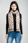 Leopard Pattern Oblong Scarf W/ Trim