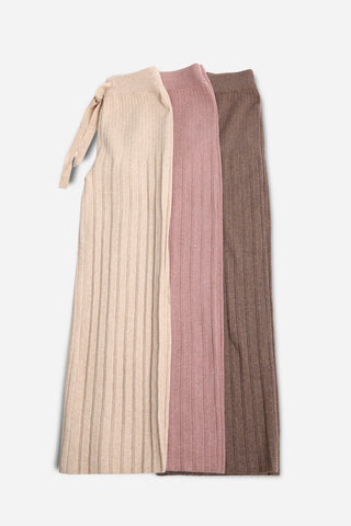 Solid Color Ribbed Wide-Leg Lounge Pants W/ Drawstring