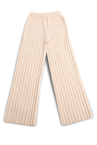 Solid Color Ribbed Wide-Leg Lounge Pants W/ Drawstring