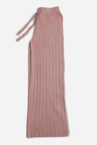 Solid Color Ribbed Wide-Leg Lounge Pants W/ Drawstring