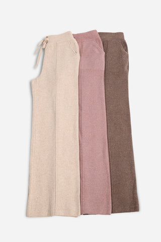 Solid Color Wide-Leg Lounge Pants W/ Drawstring & Pockets