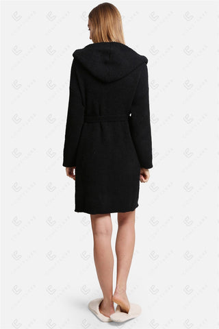 COMFYLUXE Relaxing Luxe Hooded Robe W/ Front Pockets Belt