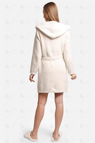 COMFYLUXE Soft Luxury Hooded Robe W/ Front Pockets Belt