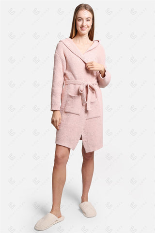 COMFYLUXE Warm Luxury Hooded Robe W/ Front Pockets Belt
