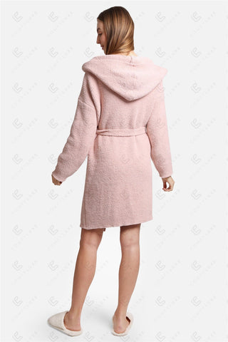 COMFYLUXE Warm Luxury Hooded Robe W/ Front Pockets Belt