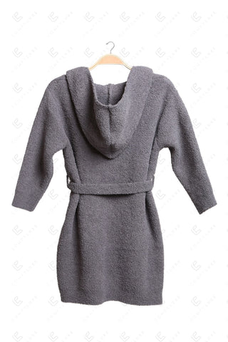 COMFYLUXE Relaxing Luxe Hooded Robe W/ Front Pockets Belt