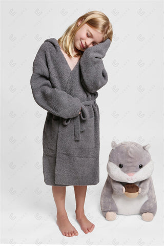 COMFYLUXE Chic Comfort Hooded Robe W/ Front Pockets Belt