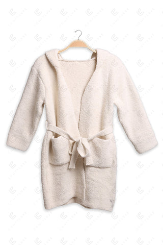 COMFYLUXE Soft Luxury Hooded Robe W/ Front Pockets Belt