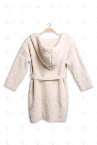 COMFYLUXE Cozy Elegance Hooded Robe W/ Front Pockets Belt