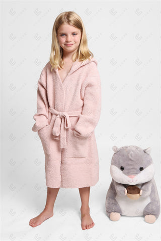 COMFYLUXE Soft Luxury Hooded Robe W/ Front Pockets Belt