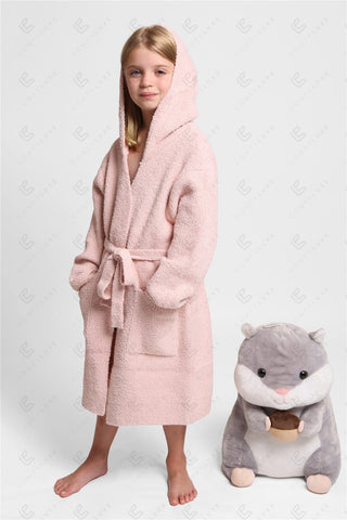 COMFYLUXE Relaxing Luxe Hooded Robe W/ Front Pockets Belt
