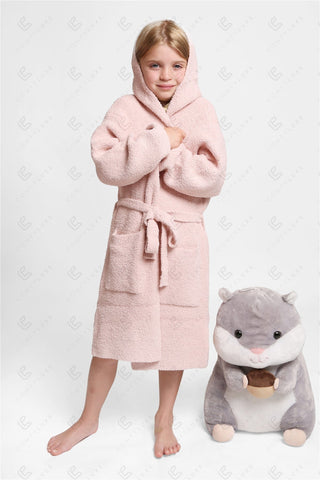 COMFYLUXE Cozy Elegance Hooded Robe W/ Front Pockets Belt