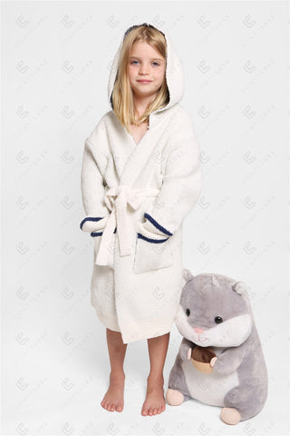 COMFYLUXE Soft Luxury Hooded Robe W/ Front Pockets Belt