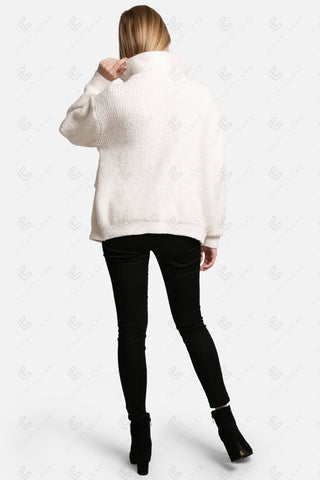 COMFYLUXE Warm Luxury Ribbed Sweater W/ Pockets Zipper Closure